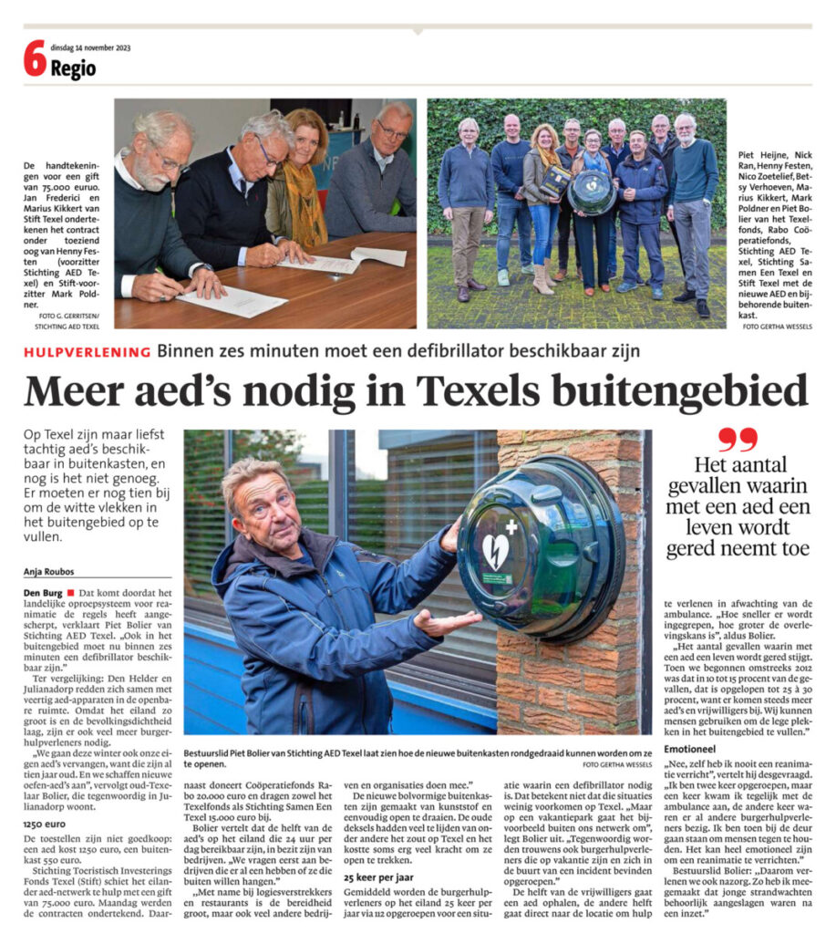 Meer AED's In Texels Buitengebied-NHD